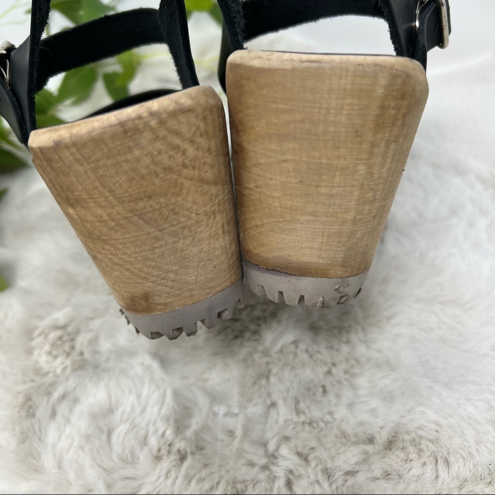 MIA Abba Clog Sandals black Brown Size wooden 39 US 9 - Picture 6 of 12